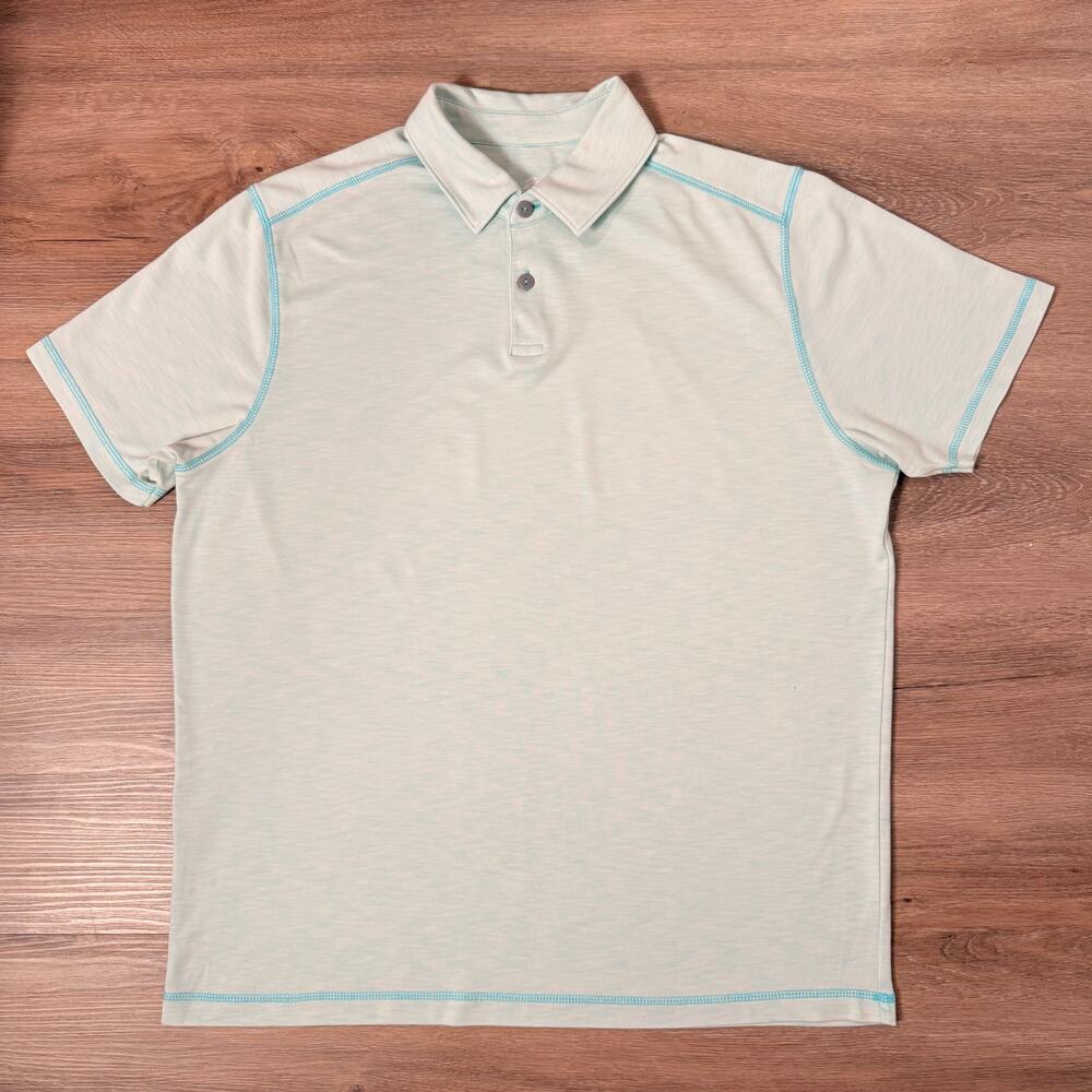 Tommy Bahama Men’s Medium Mint Green Contrast Stitch Short Sleeve Polo